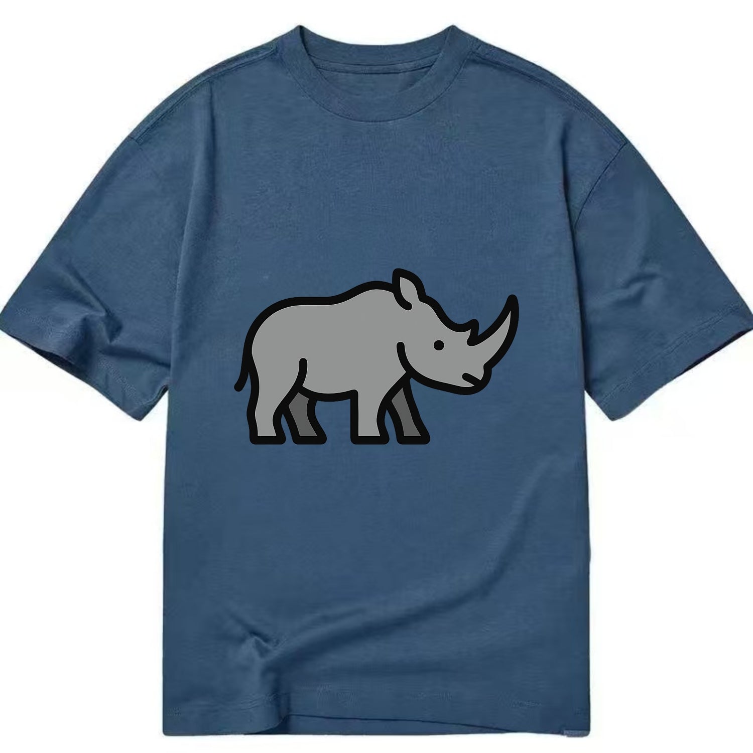 Rhinoceros - Gray with horn flat side profile - Classic T-shirt - Twilight Navy(Blue)