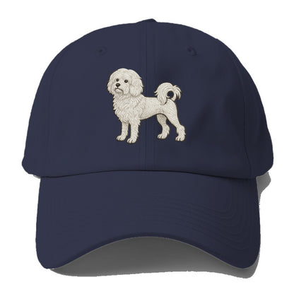 Löwchen - Little Lion Dog white embroidered pose - Baseball Cap - Twilight Navy(Blue)