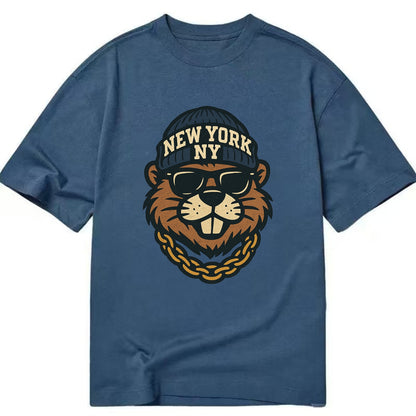 {"animal":"beaver","locationText":"NEW YORK","initials":"NY","beanieColor":"navy", - Classic T-shirt - Twilight Navy(Blue)