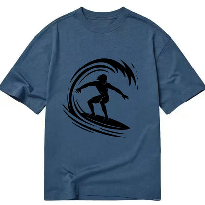 Hawaiian surfer riding big wave - Classic T-shirt - Twilight Navy(Blue)