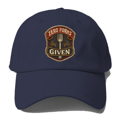 ZERO FORKS GIVEN - fork with text in silver , no cares attitude - Baseball Cap For Big Heads - Twilight Navy(Blue)