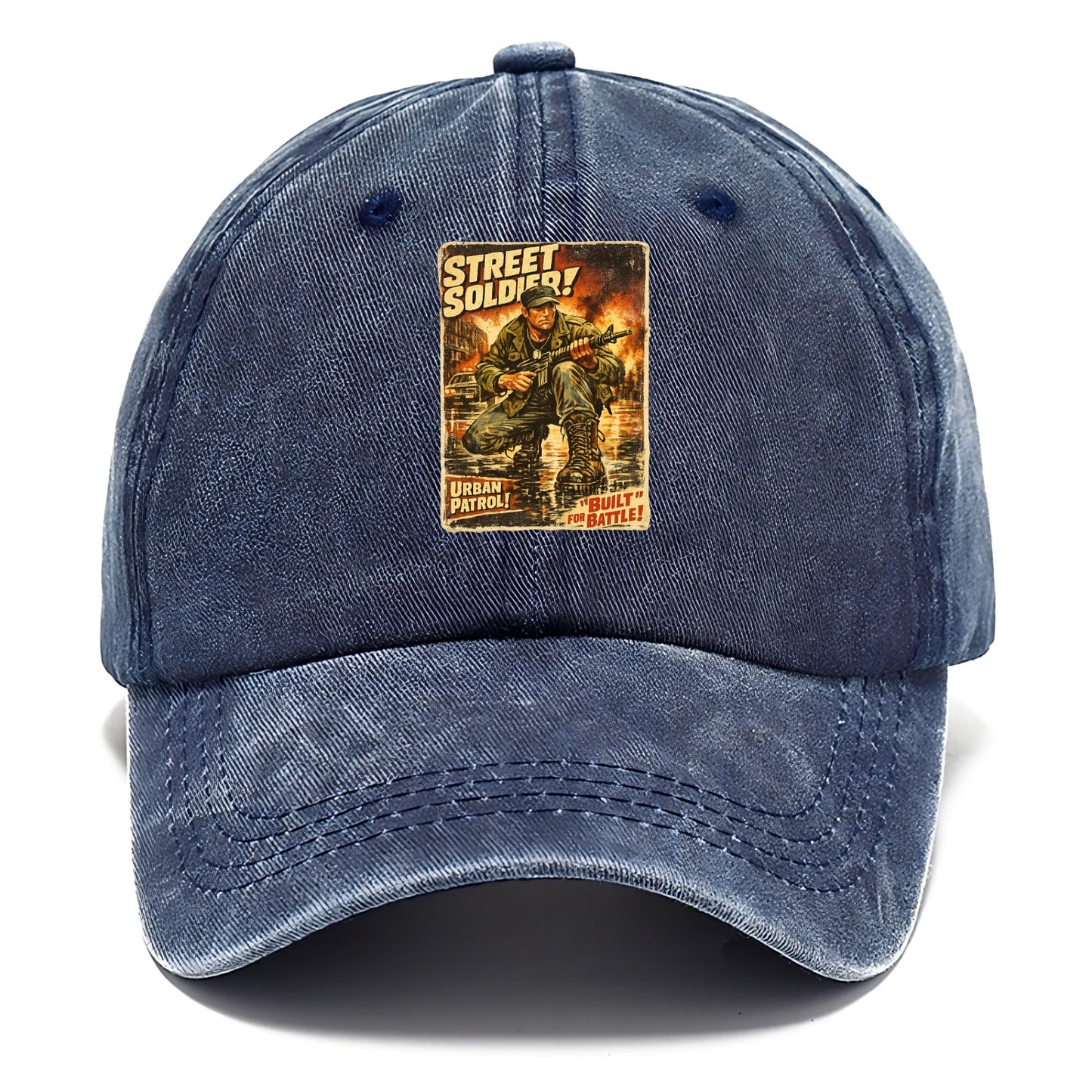 COMBAT READY | Military boots on wet pavement | Street soldier | Urban patrol | Ready - Classic Cap - Twilight Navy(Blue)