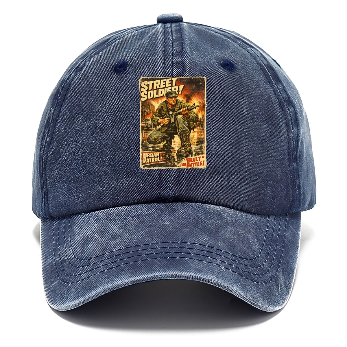 COMBAT READY | Military boots on wet pavement | Street soldier | Urban patrol | Ready - Classic Cap - Twilight Navy(Blue)