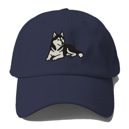 Siberian Husky - Black and white relaxed Baseball Cap For Big Heads - Twilight Navy(Blue)