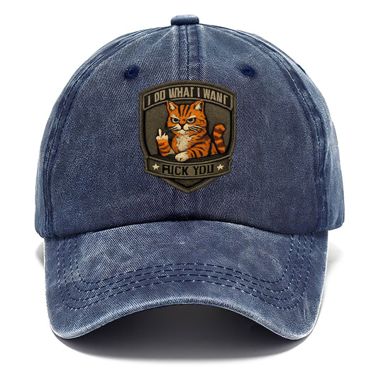 I DO WHAT I WANT CAT - sassy cat in orange , feline attitude - Classic Cap - Twilight Navy(Blue)