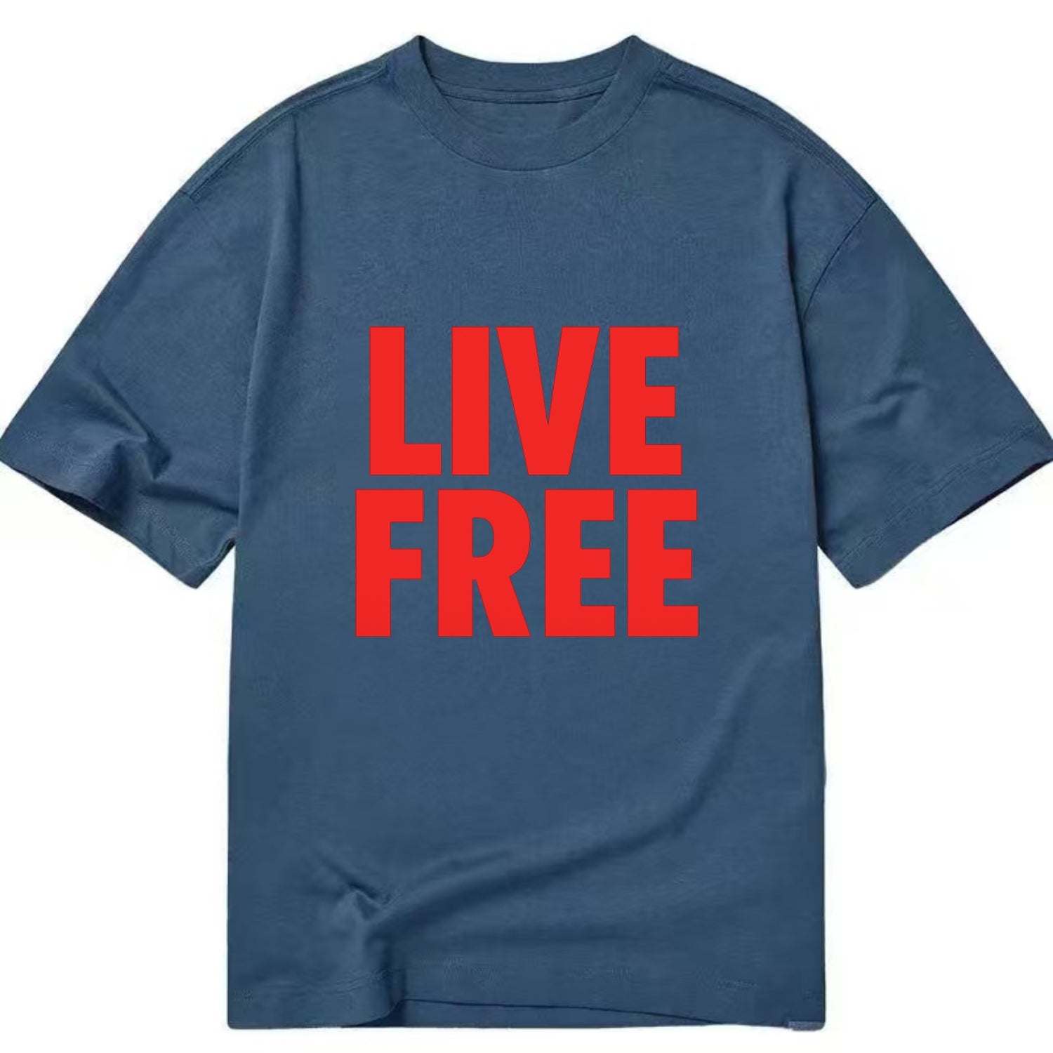 Bold typography design - "LIVE FREE" - unrestricted living - Classic T-shirt - Twilight Navy(Blue)