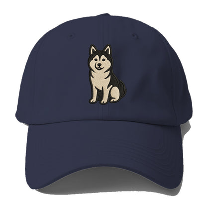 Pomsky - Pomeranian-Husky mix sitting po Baseball Cap For Big Heads - Twilight Navy(Blue)