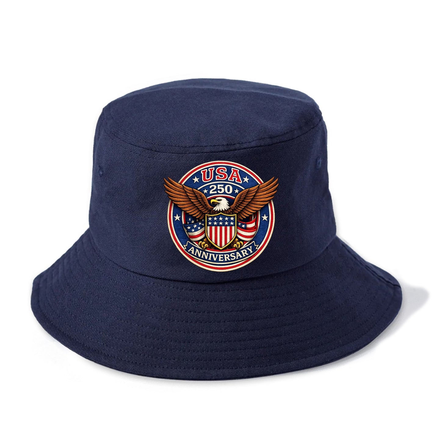 Usa 250 Anniversary Eagle Shield Emblem - Bucket Hat - Twilight Navy(Blue)