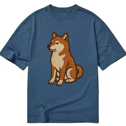 Shiba Inu - Red sesame embroidered sitti Classic T-shirt - Twilight Navy(Blue)