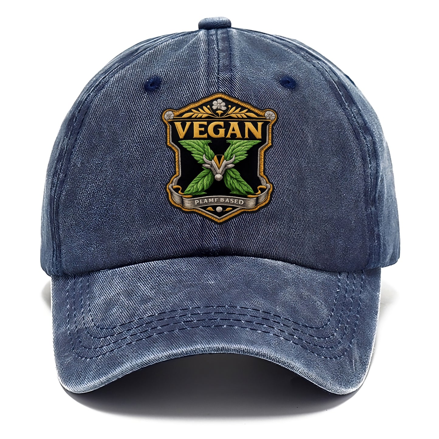 VEGAN X - plant-based symbol in green , animal rights - Classic Cap - Twilight Navy(Blue)