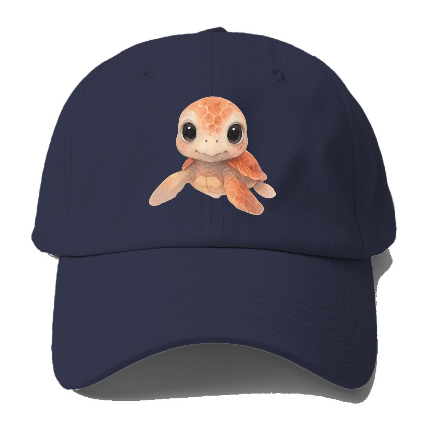 Baby Loggerhead Turtle - reddish-brown shell, big round dark eyes, chunky head, - Baseball Cap - Twilight Navy(Blue)