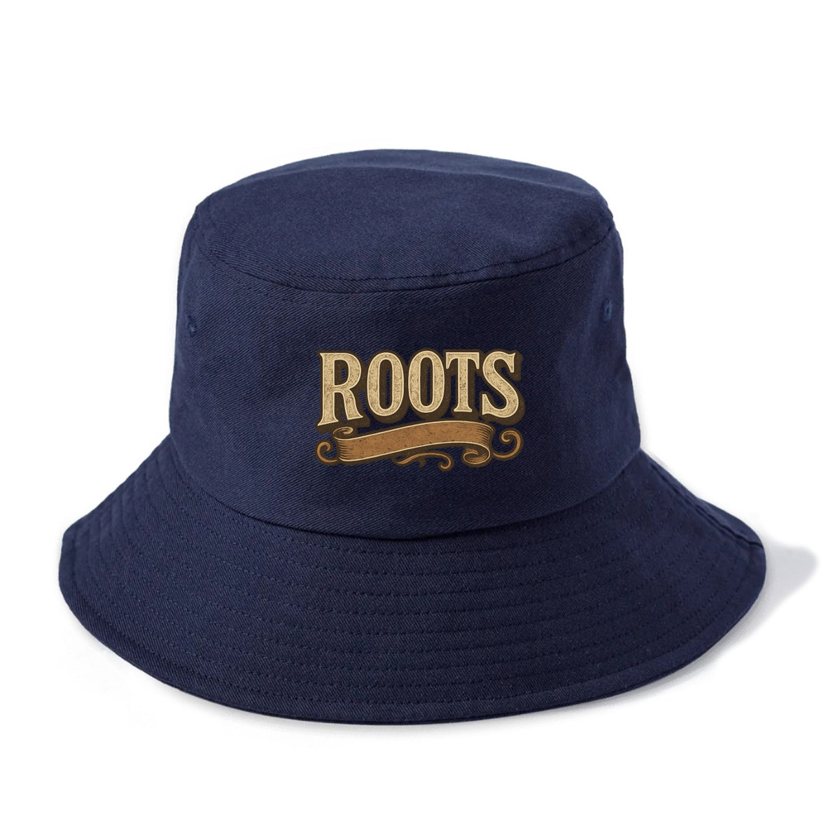 Bold typography design - "ROOTS" - where you come from, heritage - Bucket Hat - Twilight Navy(Blue)