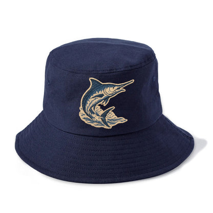 SWORDFISH MARLIN - leaping marlin in blue and silver , sport fishing - Bucket Hat - Twilight Navy(Blue)