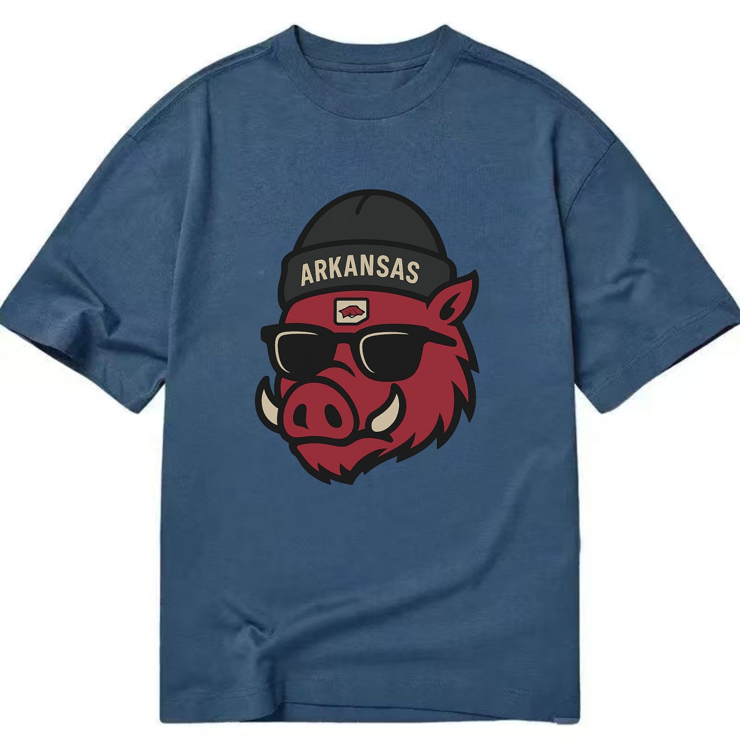 Fayetteville Razorback wearing Arkansas beanie with hog patch - Classic T-shirt - Twilight Navy(Blue)