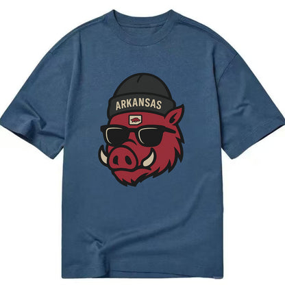 Fayetteville Razorback wearing Arkansas beanie with hog patch - Classic T-shirt - Twilight Navy(Blue)