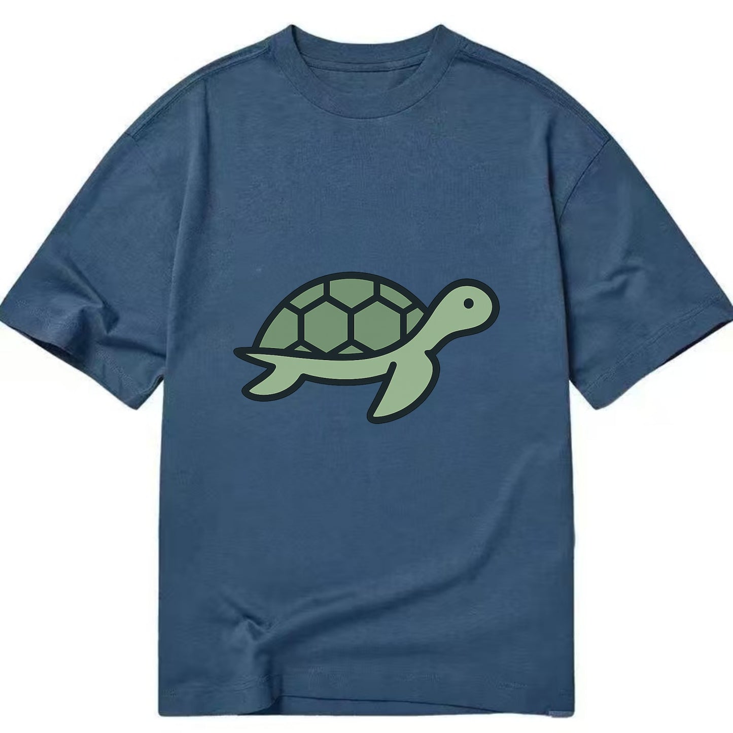 Sea Turtle - Green with shell pattern flat side profile - Classic T-shirt - Twilight Navy(Blue)