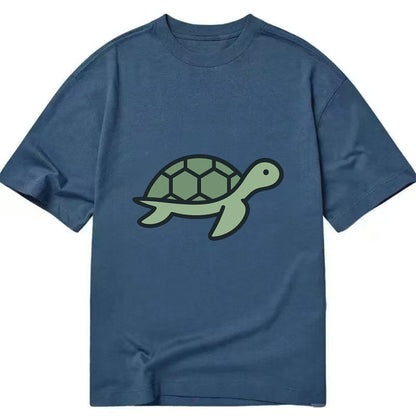 Sea Turtle - Green with shell pattern flat side profile - Classic T-shirt - Twilight Navy(Blue)