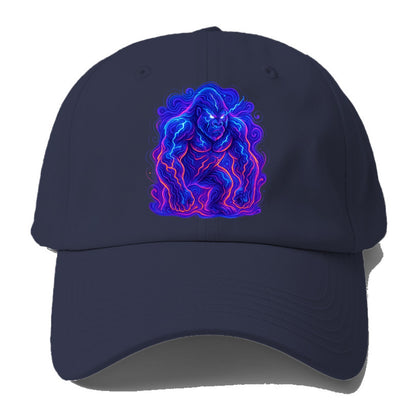 Mighty gorilla with electricity flowing through defined muscles, lightning bolt - Baseball Cap - Twilight Navy(Blue)