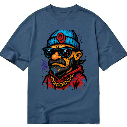 Norman Sooner wearing Oklahoma beanie with OU patch - Classic T-shirt - Twilight Navy(Blue)