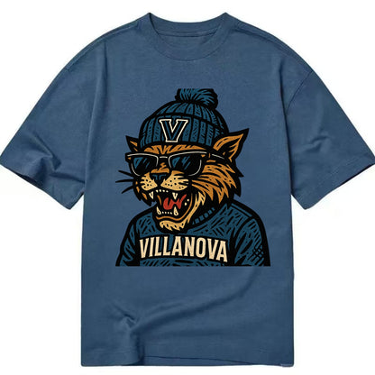 Villanova Wildcat wearing Villanova beanie with V patch - Classic T-shirt - Twilight Navy(Blue)