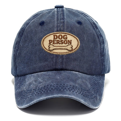 DOG PERSON - simple text with bone in brown , team dog - Classic Cap - Twilight Navy(Blue)
