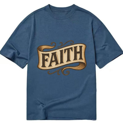 Bold typography design - "FAITH" - trust in the unseen, spiritual strength - Classic T-shirt - Twilight Navy(Blue)