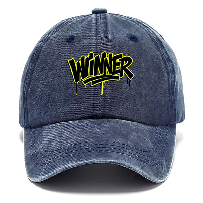 Bold typography design - "WINNER" - victorious mindset, champion - Classic Cap - Twilight Navy(Blue)