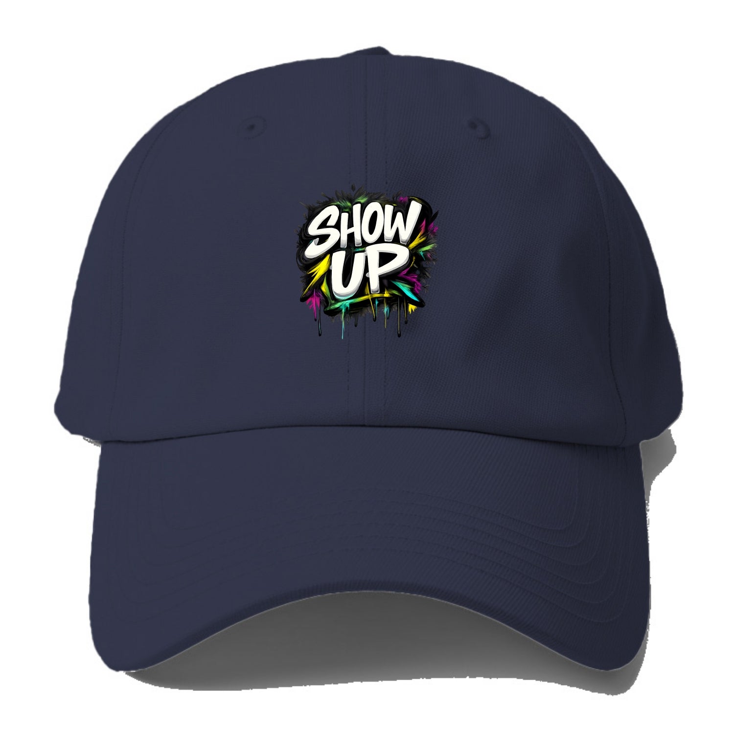 Bold typography design - "SHOW UP" - be present, arrive ready - Baseball Cap For Big Heads - Twilight Navy(Blue)