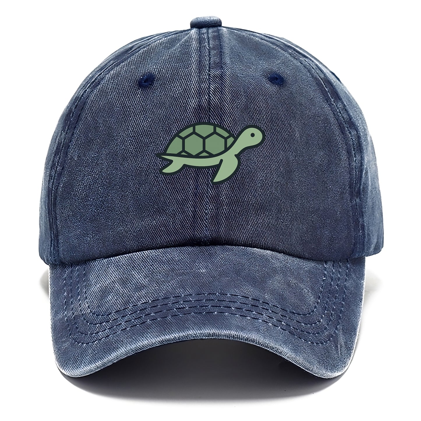Sea Turtle - Green with shell pattern flat side profile - Classic Cap - Twilight Navy(Blue)