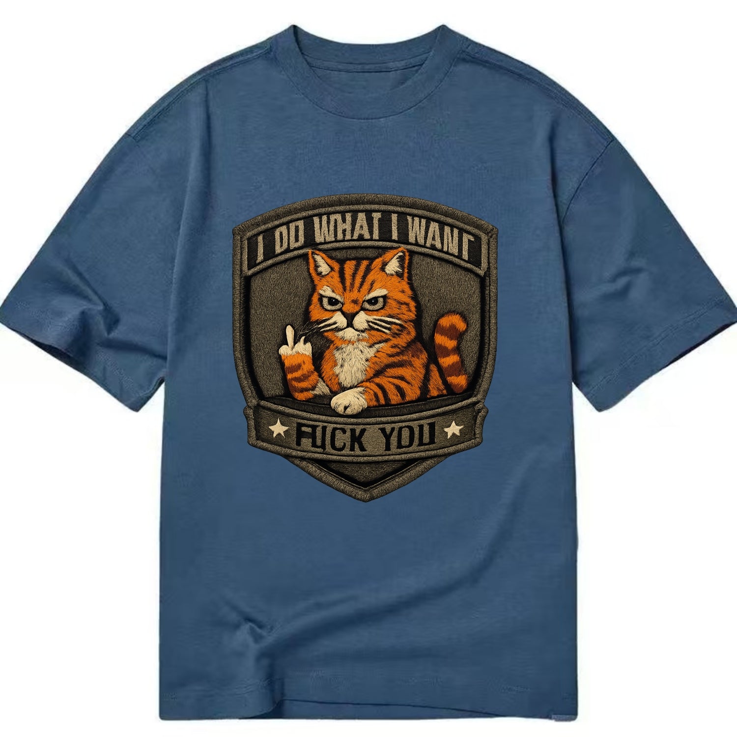 I DO WHAT I WANT CAT - sassy cat in orange , feline attitude - Classic T-shirt - Twilight Navy(Blue)