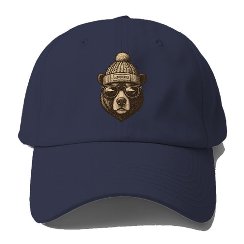 New Mexico Black Bear wearing Albuquerque beanie with pom pom and - Baseball Cap For Big Heads