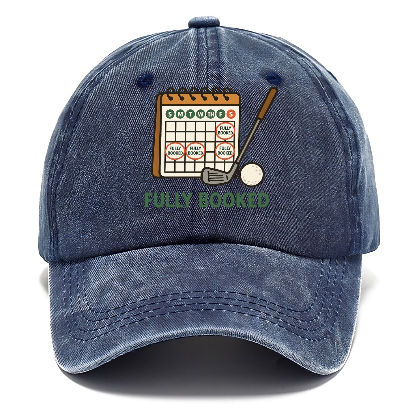 Calendar with every weekend marked for golf - "Fully Booked" - golf obsession - Classic Cap - Twilight Navy(Blue)