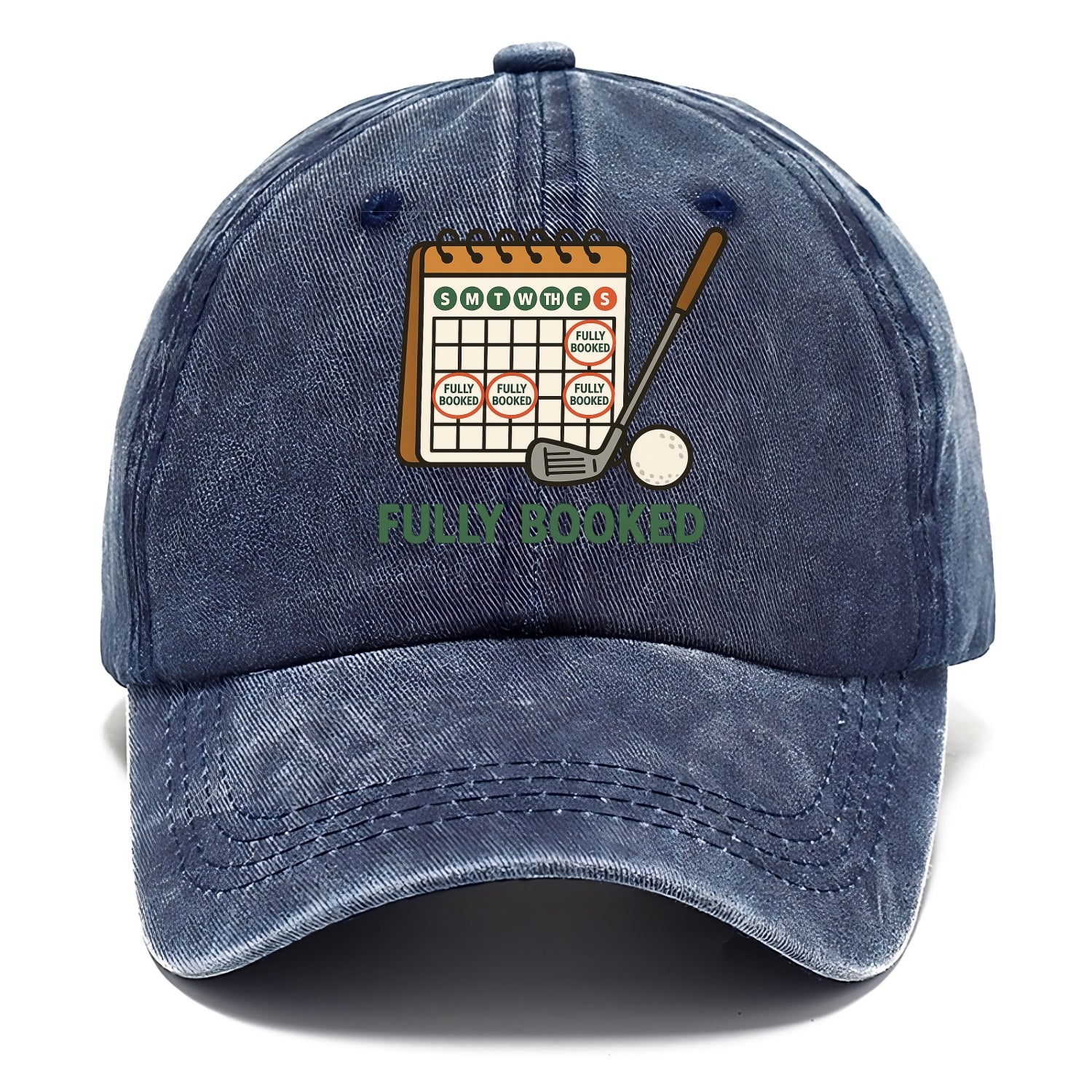 Calendar with every weekend marked for golf - "Fully Booked" - golf obsession - Classic Cap - Twilight Navy(Blue)