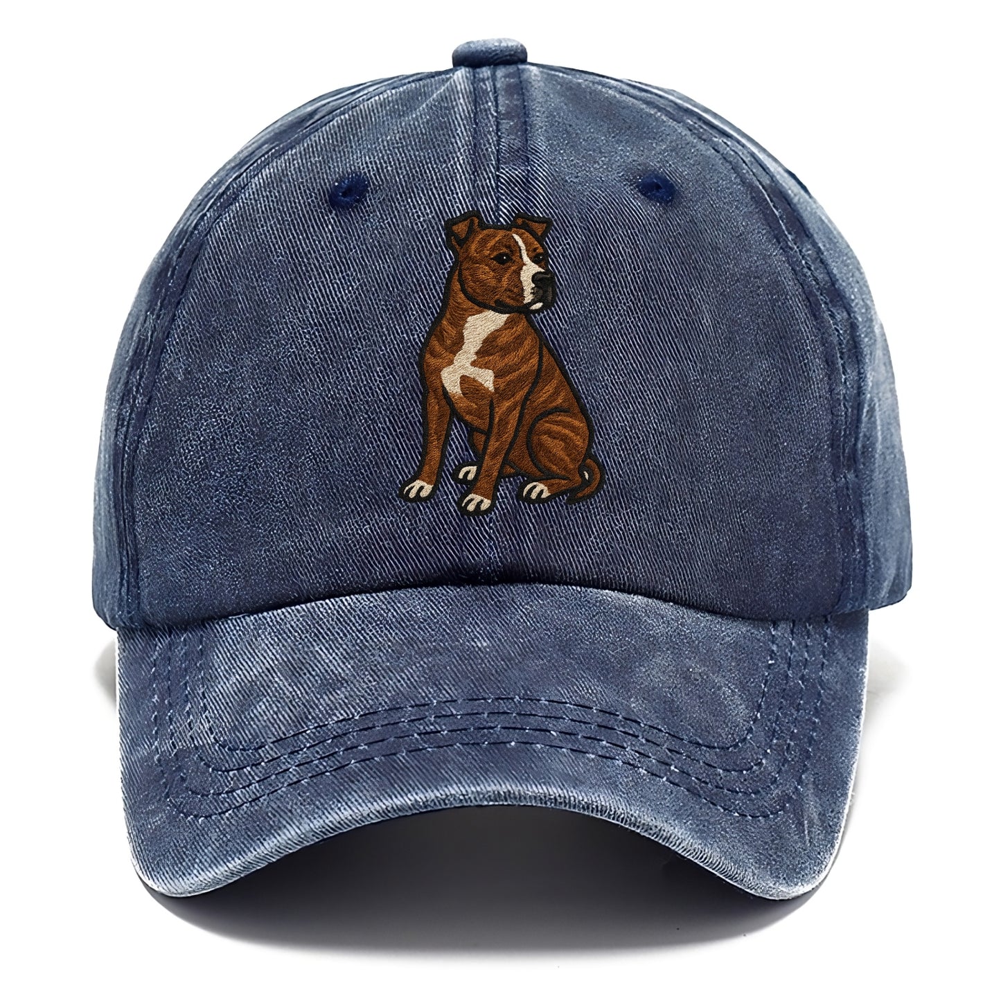 American Staffordshire Terrier - Brindle embroidered pose - Classic Cap - Twilight Navy(Blue)