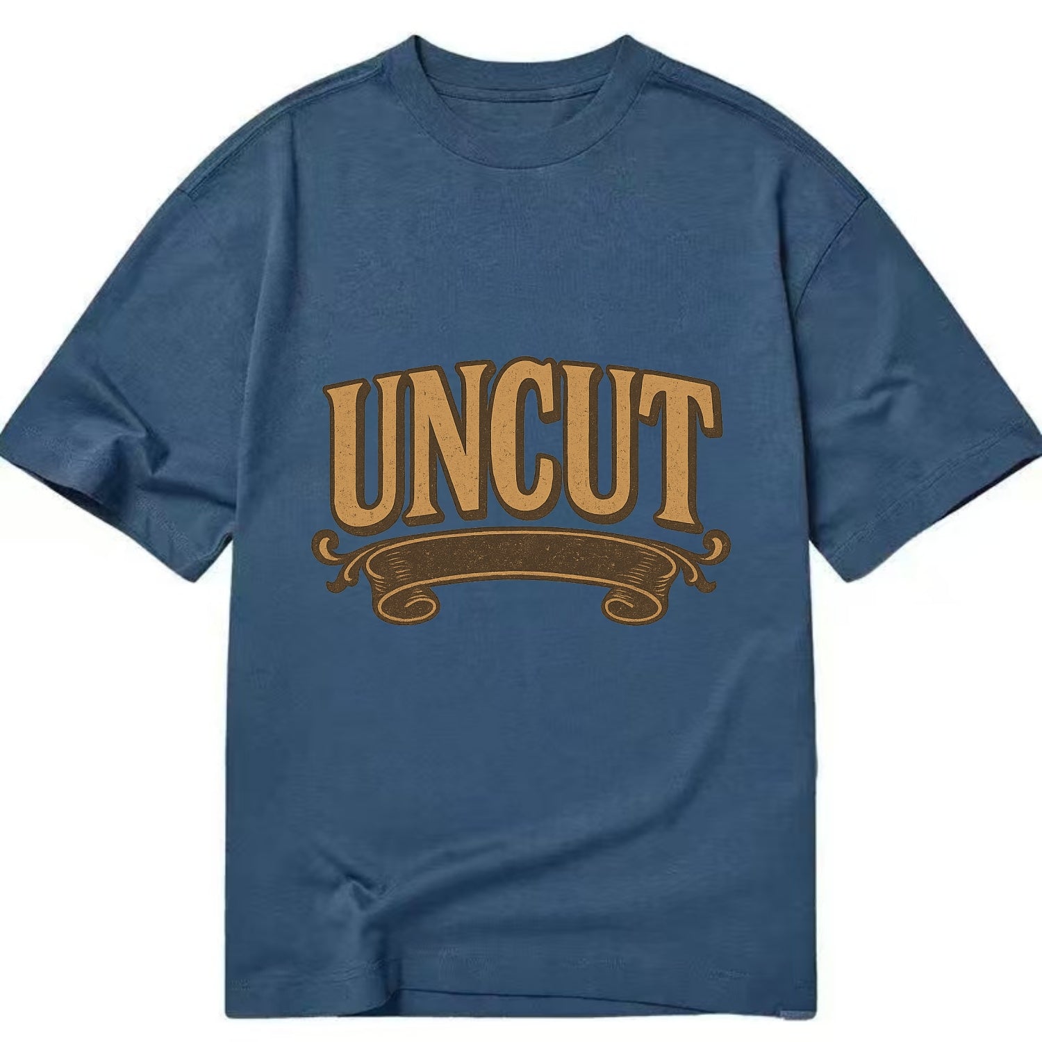 Bold typography design - "UNCUT" - pure, undiluted, authentic - Classic T-shirt - Twilight Navy(Blue)