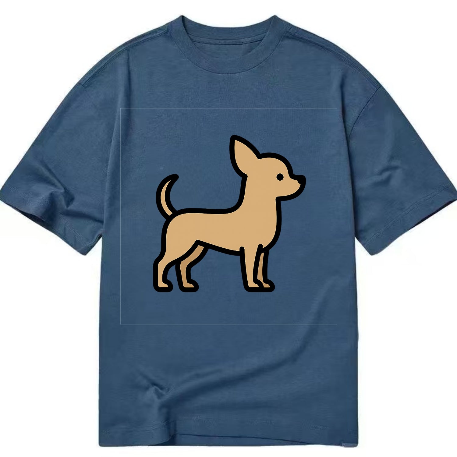 Chihuahua - Tan smooth coat flat side profile - Classic T-shirt - Twilight Navy(Blue)
