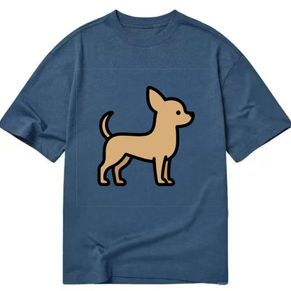 Chihuahua - Tan smooth coat flat side profile - Classic T-shirt - Twilight Navy(Blue)