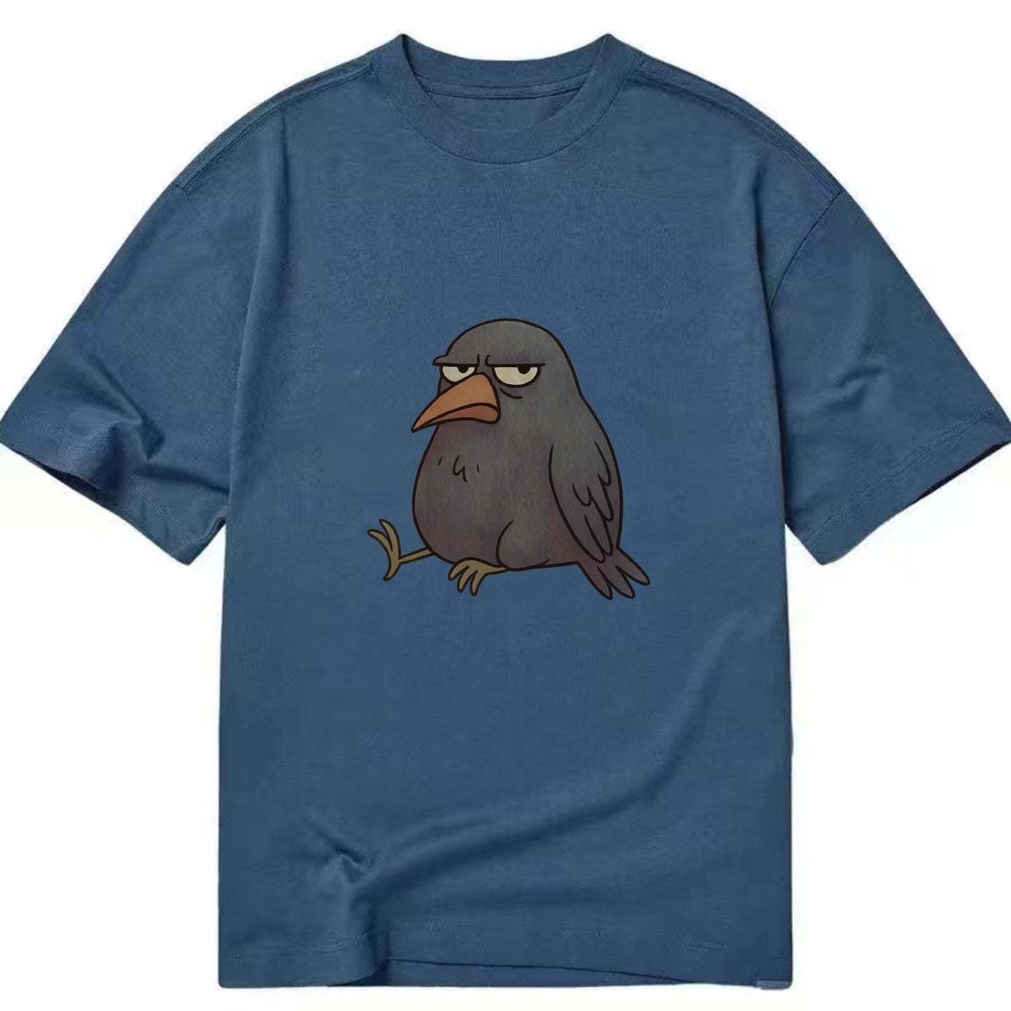 THE CROW JUDGES SILENTLY | Black crow with disapproving look - Classic T-shirt - Twilight Navy(Blue)