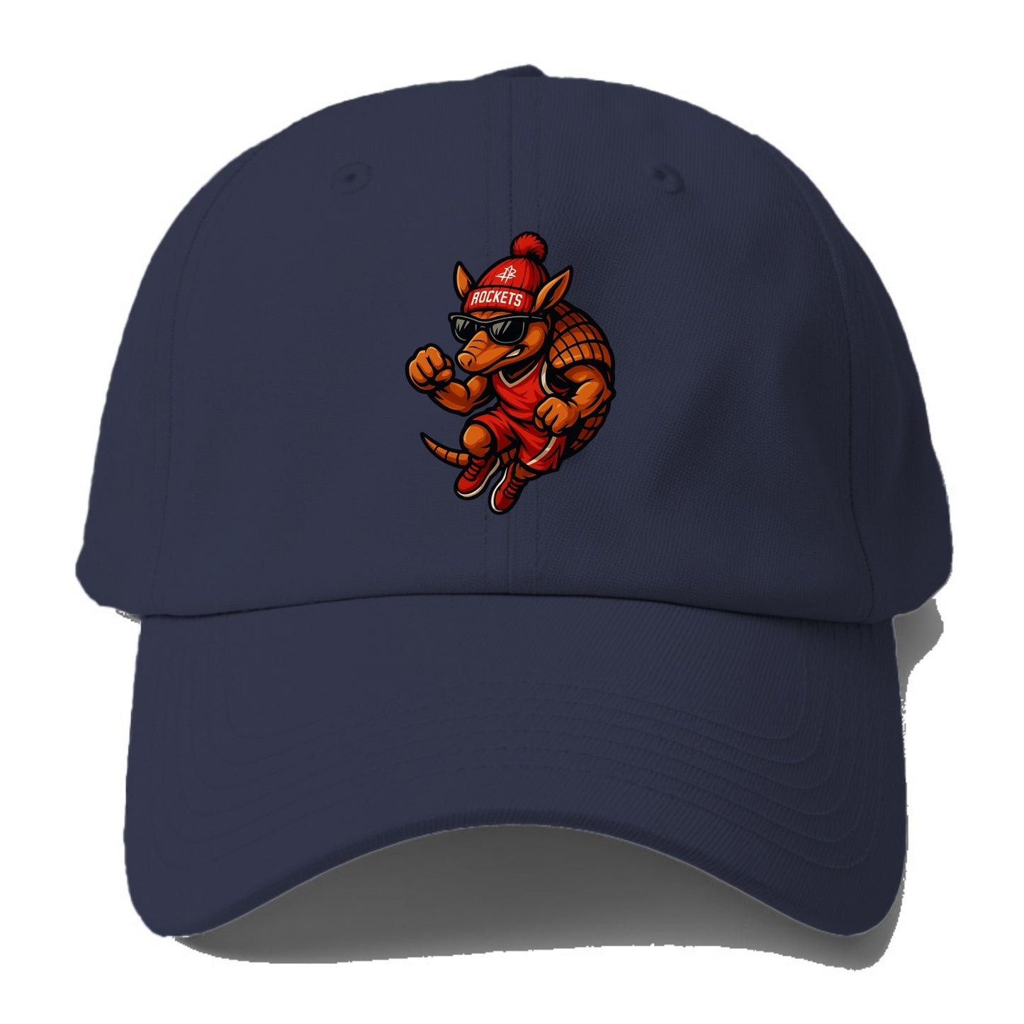 Houston Armadillo wearing Rockets red and silver beanie with rocket - Baseball Cap For Big Heads - Twilight Navy(Blue)