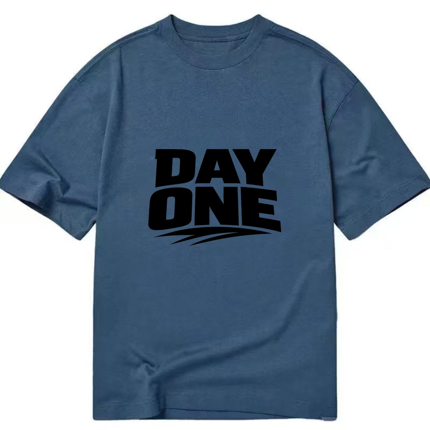 Bold typography design - "DAY ONE" - original friend, from the start - Classic T-shirt - Twilight Navy(Blue)