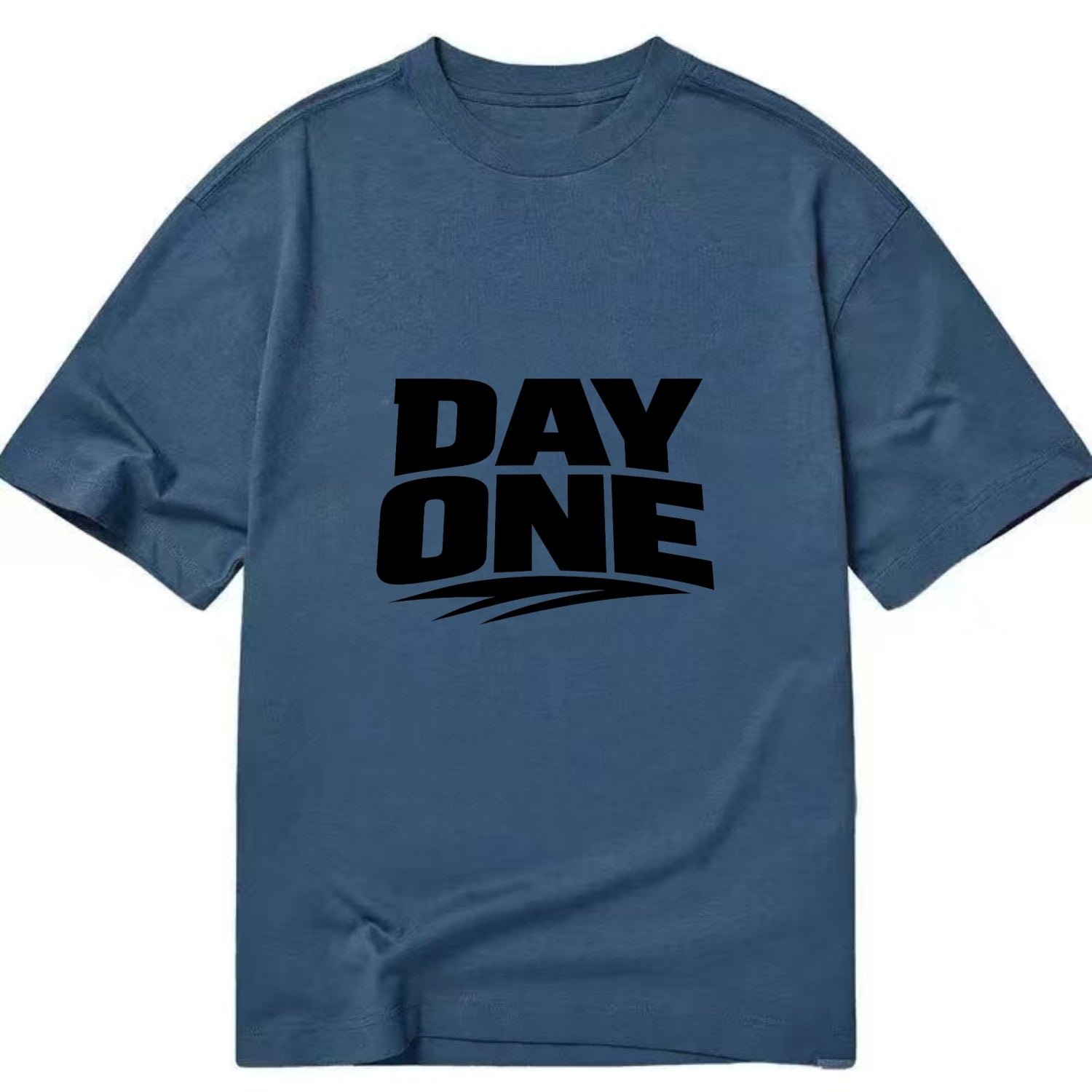 Bold typography design - "DAY ONE" - original friend, from the start - Classic T-shirt - Twilight Navy(Blue)