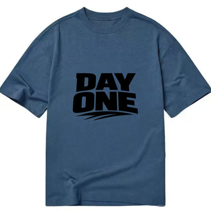 Bold typography design - "DAY ONE" - original friend, from the start - Classic T-shirt - Twilight Navy(Blue)