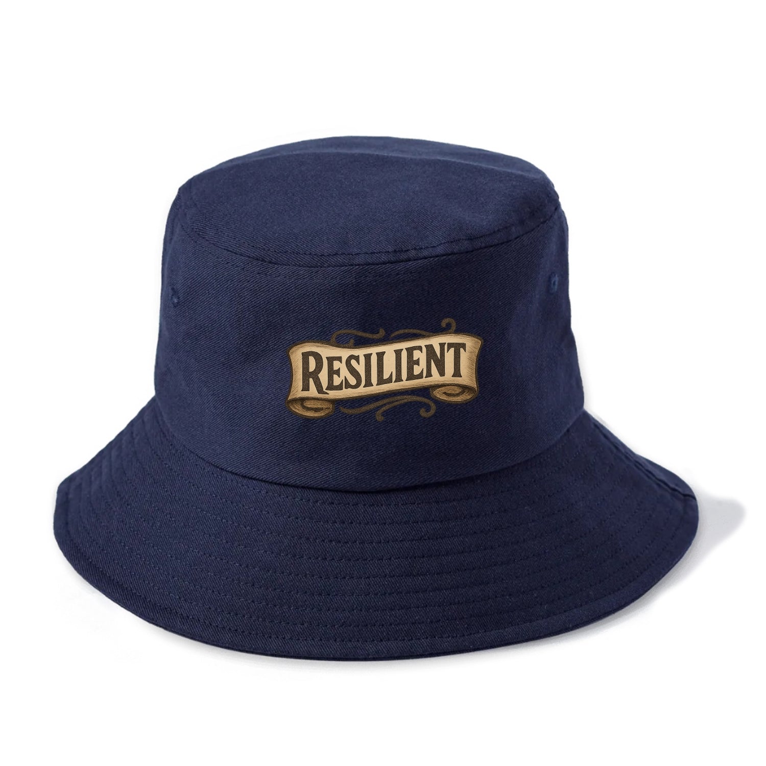 Bold typography design - "RESILIENT" - bouncing back, unbreakable spirit - Bucket Hat - Twilight Navy(Blue)