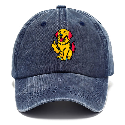 Golden Retriever with happy smile and golden coat, fluffy paw raised - Classic Cap - Twilight Navy(Blue)