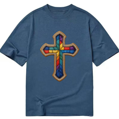 Stained Glass Cross  - Classic T-shirt - Twilight Navy(Blue)