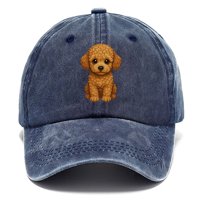 Baby Poodle Puppy - curly fluffy coat, intelligent eyes, elegant snout, front-facing, - Classic Cap - Twilight Navy(Blue)