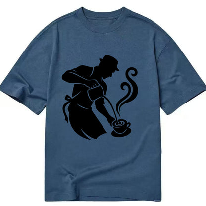 Barista creating latte art - Classic T-shirt - Twilight Navy(Blue)