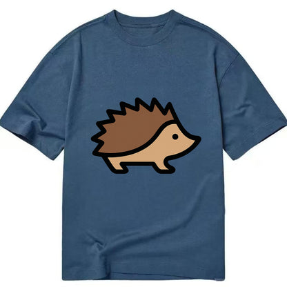 Hedgehog - Brown spiky back flat side profile - Classic T-shirt - Twilight Navy(Blue)
