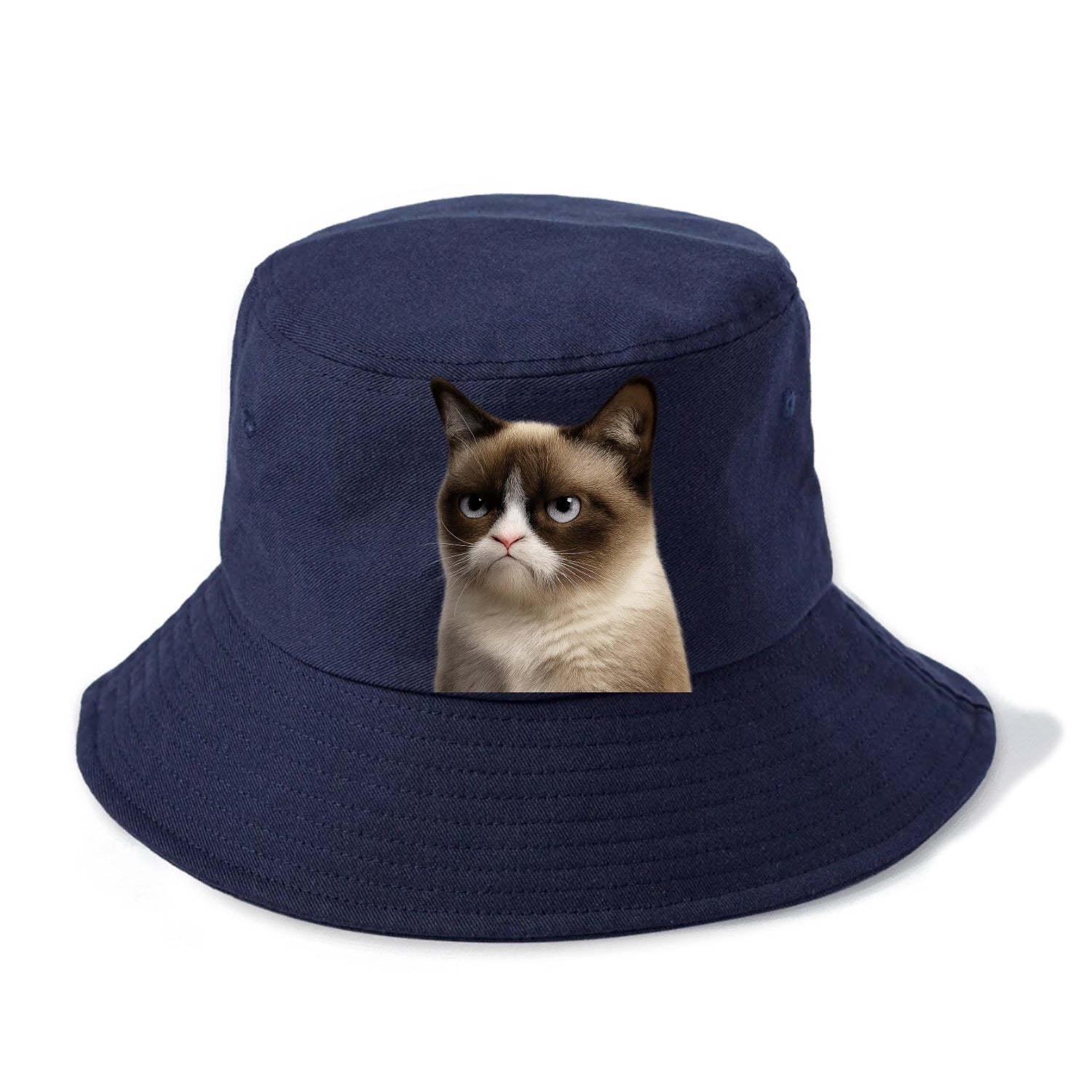 Grumpy Cat Expression  - Bucket Hat - Twilight Navy(Blue)