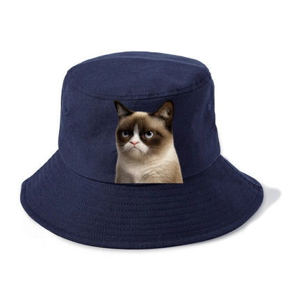 Grumpy Cat Expression  - Bucket Hat - Twilight Navy(Blue)